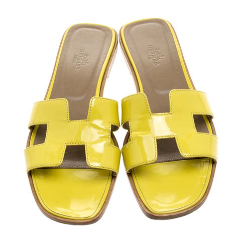 yellow hermes sandals|Hermes oran original.